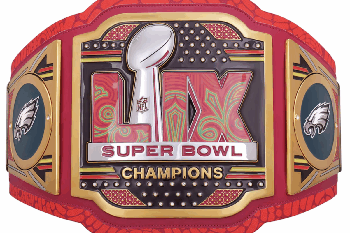 Eagles WWE belt for use at the Eagles parade 2025 and available for purchase